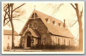 Postcard RPPC Fort Leavenworth KS c1930s Post Chapel View from Street Scott Ave