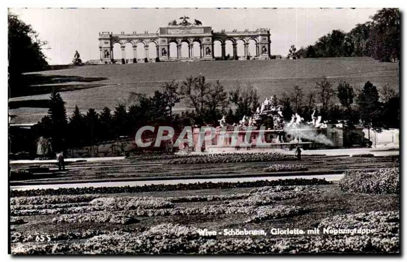 Old Postcard Wien Schonbrunn Glorlette put Neptunsgrappe