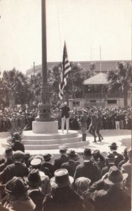 RPPC Postcard Patriotic Military Flag Raising Ceremony