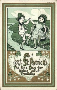 St. Patrick's Day Irish Man and Woman Dancing c1910 Vintage Postcard