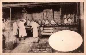 Postcard IL Chicago Swift and Company Pork Chopping Block Meatpacking plant