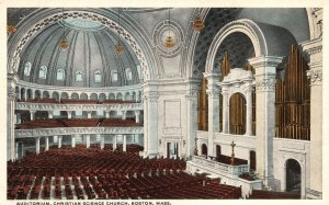 Vintage Postcard 1920's Auditorium Christian Science Church Boston Massachusetts