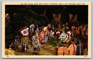 Native American War Dance  Wisconsin River   Postcard