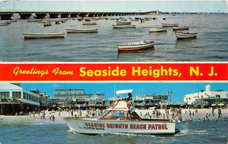 E9/ Seaside Heights New Jersey NJ Postcard 1969 Chrome Beach Patrol Boat 2View