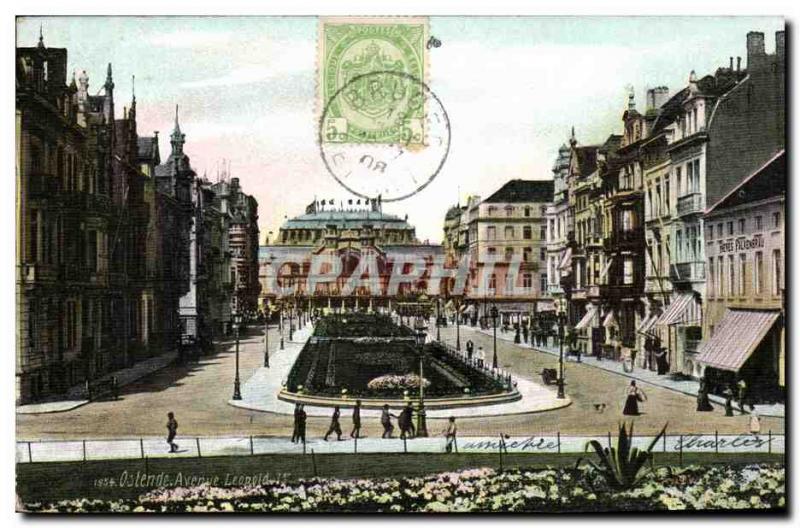 Old Postcard Ostend Belgium Avenue Leopold 1