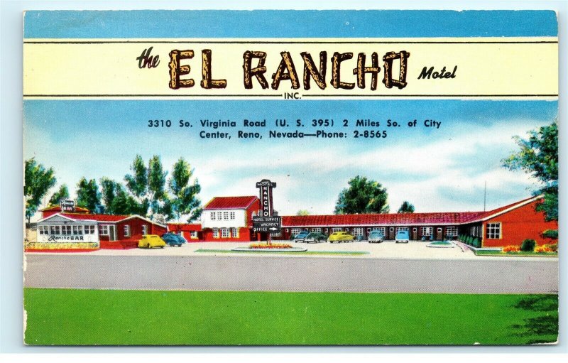 The El Rancho Motel 3310 S. Virginia Road Reno Nevada Vintage Postcard E35