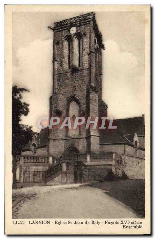 Old Postcard Lannion Church St Jean De Baly Facade