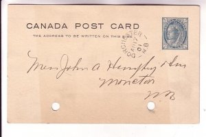 Victoria Postal Stationery, Used 1901 New Brunswick Split Ring Cancel