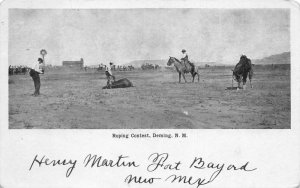Deming New Mexico Roping Contest Rodeo Cowboys Vintage Postcard AA66926
