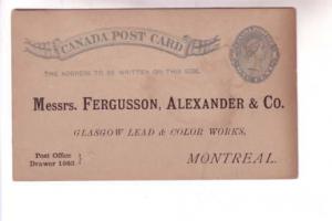 Victoria 1 Cent Postal Stationery, Fergusson Alexander Co Montreal, 1883