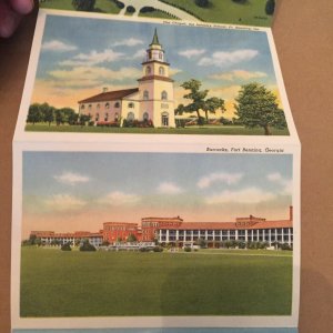 USED  POSTCARD SOUVENIR FOLDER COLUMBUS AND FORT BENNING GEORGIA