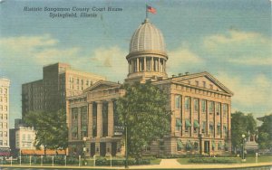 Springfield Illinois Sangamon County Courthouse 1955 Linen Postcard Used