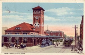 1917 UNION STATION - WACO TEXAS depot railroad train