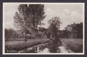 Vintage postcard Spreewald canal view landscape houses forest Lubben Germany