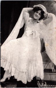 Lady In Wedding Dress Vintage Postcard C007