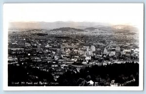 Portland Oregon OR Postcard RPPC Photo Aerial View Of Mt. Hood Sawyers 1947