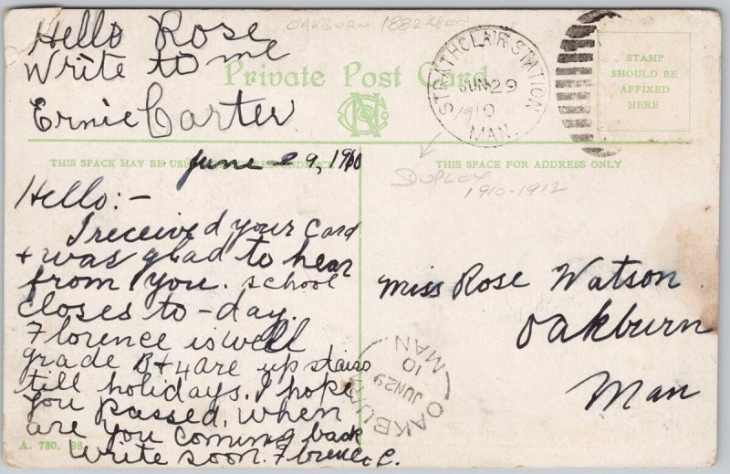 American Falls Niagara Falls ON 1910 Oakburn MAN Split Ring Postcard D95 *as is