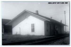 1962 M&SIL Depot Britt Iowa IA Railroad Train Depot Station RPPC Photo Postcard