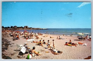 Wallis Sands Beach, Rye New Hampshire, Swimming, Vintage 1962 Chrome Postcard