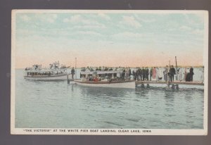 Clear Lake IOWA 1922 STEAMER VICTORIA Steamboat WHITE PIER Boat Landing DOCK IA