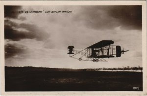PC AVIATION, CTE DE LAMBERT, BIPLAN WRIGHT, Vintage REAL PHOTO Postcard (b38134)