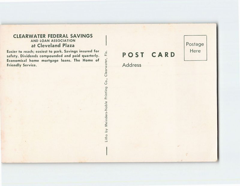 Postcard Clearwater Federal Savings And Loan Association, Clearwater, Florida