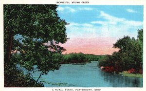 Vintage Postcard 1930's Beautiful Brush Creek Rural Scene Portsmouth Ohio OH