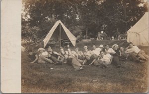 RPPC Postcard Group Teens in Costumes Outside Tent Summer Camp?  #2 Being Silly