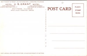 Postcard U.S. Grant Motel and Hotel U.S. Grant in Mattoon, Illinois