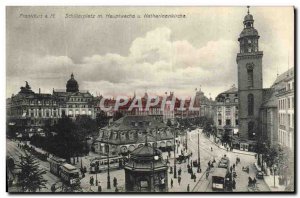 Old Postcard Frankfurt Schillerplatz A M M Hauptwache Tram Katharinenkirche