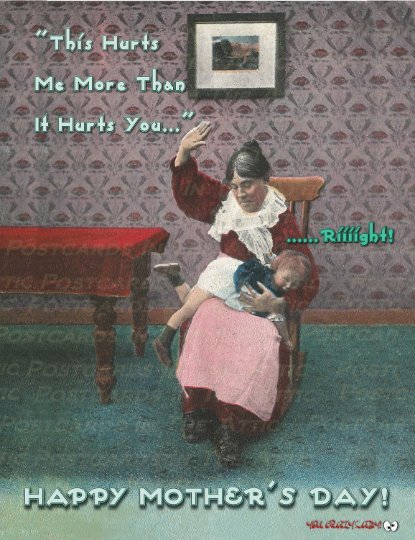 1 Hand-Designed Postcards the feature an Old Woman Spanking Child Old Fashioned