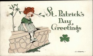 C Weaver St Patrick's Day Little Red Haired Girl c1910 Vintage Postcard