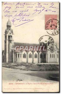 Old Postcard Epernay L & # 39Eglise St. Peter and St. Paul