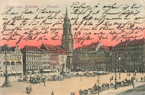 DRESDEN SAXONY GERMANY~ALTMARKT~1903 TINTED PHOTO POSTCARD