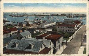 Key West Florida FL P&O Docks Bird's Eye View Vintage Postcard