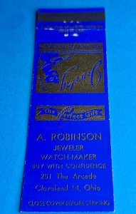 Vintage Matchbook Cover A. Robinson Jeweler Watch Maker Cleveland, Ohio MB161