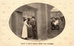 Vintage Postcard 1910's Girl Refusing Sorry I Can't Dance With You Tonight