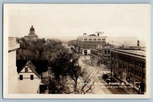 Pierre South Dakota SD Postcard RPPC Photo Capital Avenue Grocery Drugs Store