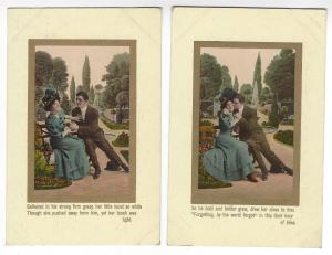 6 vintage cards. Theodor Eismann series 3035. Progress of a romance in the park