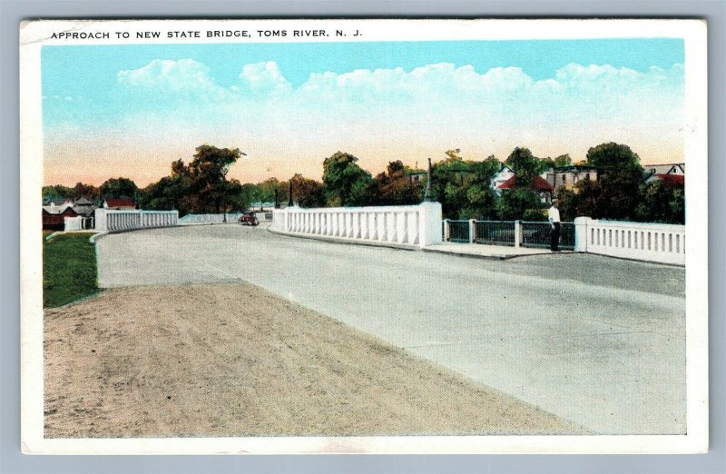 TOMS RIVER NJ APPROACH TO NEW STATE BRIDGE ANTIQUE POSTCARD