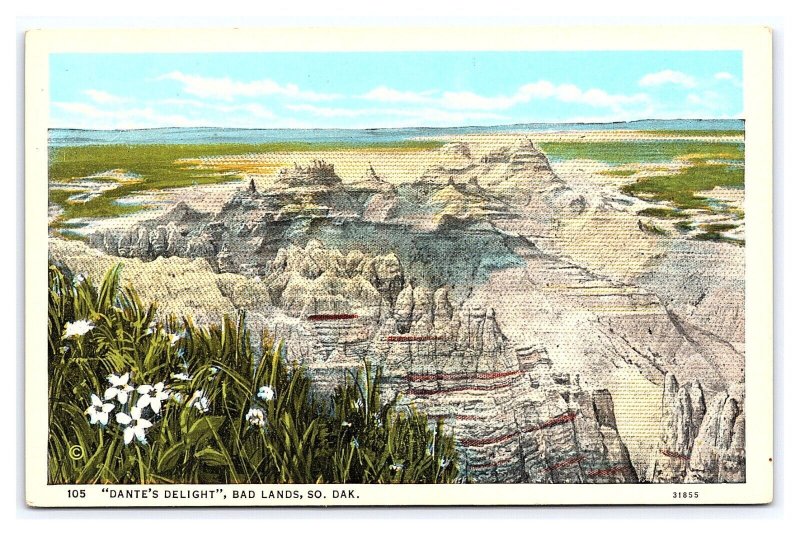 Dante's Delight Bad Lands So. Dak. South Dakota Scenic Postcard