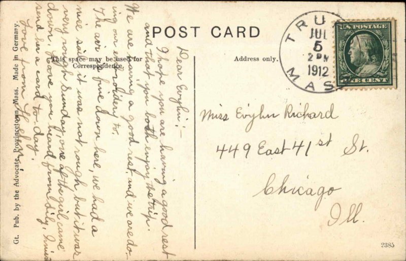 NORTH TRURO MA Highland Light LIGHTHOUSE CAPE COD c1910 Postcard