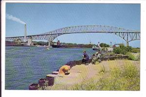 Blue River Bridge, Sarnia, Ontario, Men Fishing