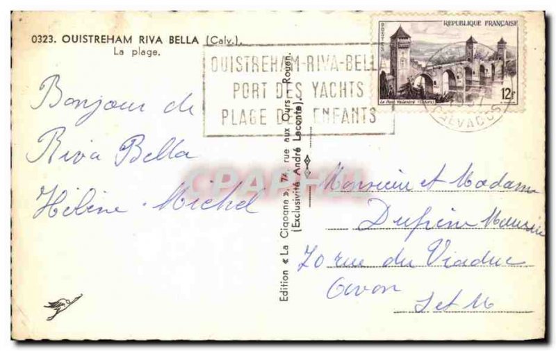 Old Postcard Ouistreham Riva Bella Beach