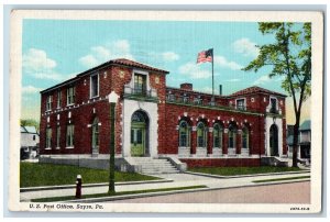 Sayre Pennsylvania PA Postcard United States Post Office Building 1945 Vintage