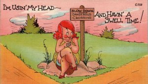 Comic - Girl Using her Head  and Having a Swell Time - 1940s