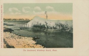 Winthrop Beach MA The Boulevard, Wave UDB Postcard Unused, CE Holmes & Son Pub