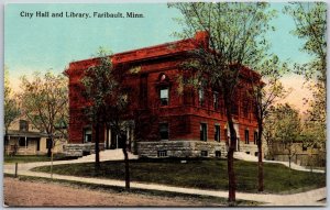 City Hall And Library Faribault Minnesota MN Trees Grounds Building Postcard