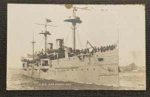 1898 Mint Vintage RPPC Real Photo Postcard US Navy USS San Francisco C 5