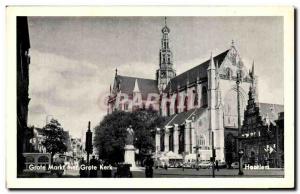 Old Postcard Netherlands Haarlem Grote Mark puts Grote Kerk